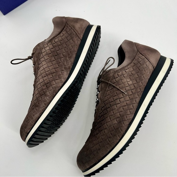 NWT Stuart Weitzman Relay Quilted Suede Sneakers Lead Brown Globe Shoes 8.5 N - Picture 12 of 13